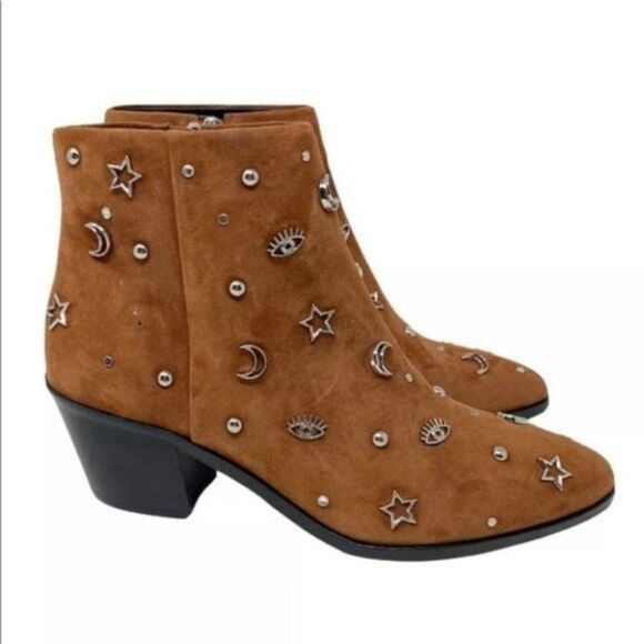 m57527112844_1.jpg Rebecca Minkoff Booties WMNS 5.5 Brown Suede Studded Celestial Lizzie Stars Moon
